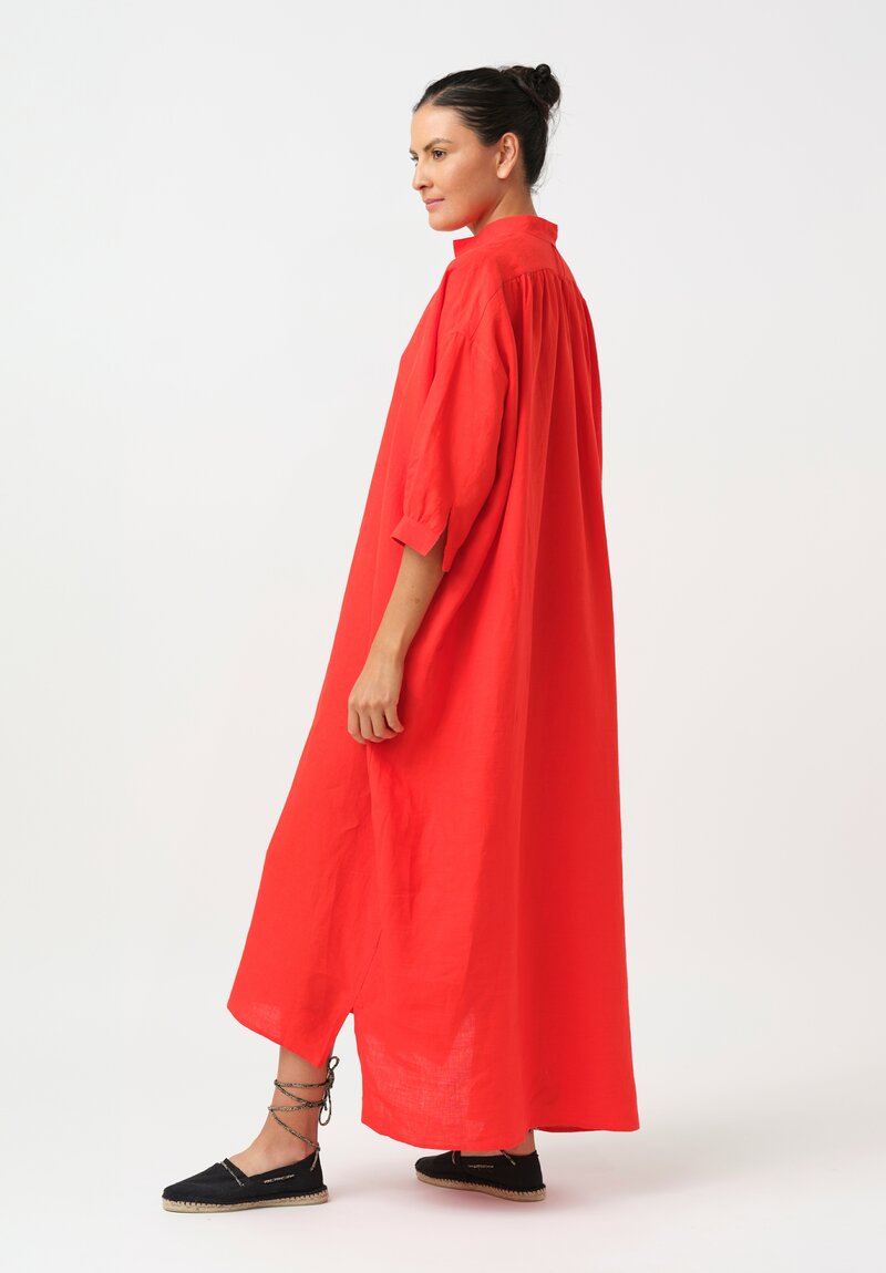 Daniela Gregis Washed Cotton Kora Lungo Tunic in Arancio Red