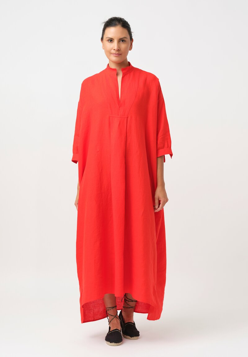 Daniela Gregis Washed Cotton Kora Lungo Tunic in Arancio Red