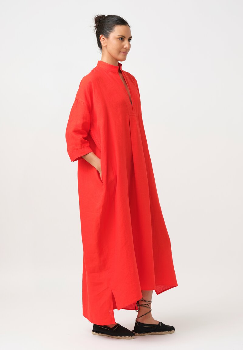 Daniela Gregis Washed Cotton Kora Lungo Tunic in Arancio Red