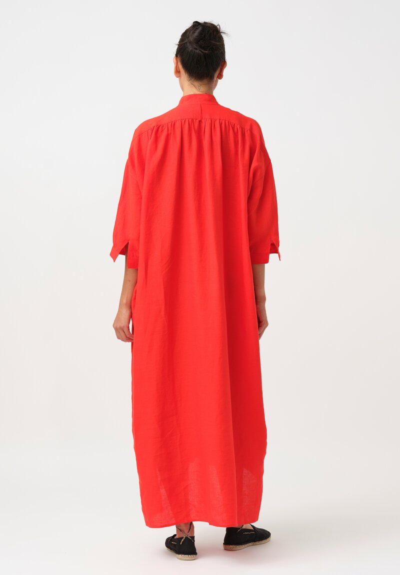 Daniela Gregis Washed Cotton Kora Lungo Tunic in Arancio Red