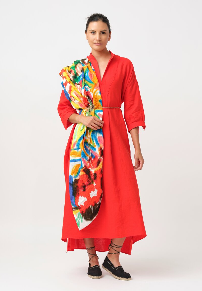 Daniela Gregis Washed Cotton Kora Lungo Tunic in Arancio Red