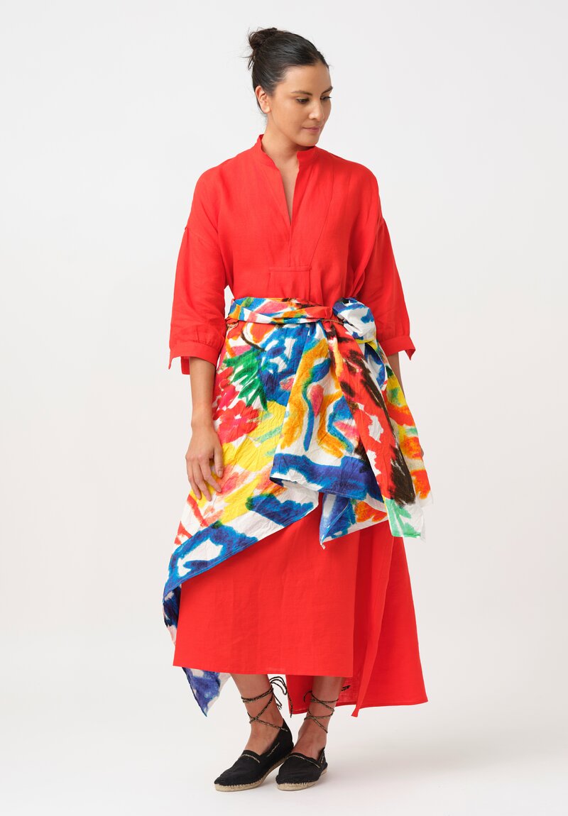 Daniela Gregis Washed Cotton Kora Lungo Tunic in Arancio Red