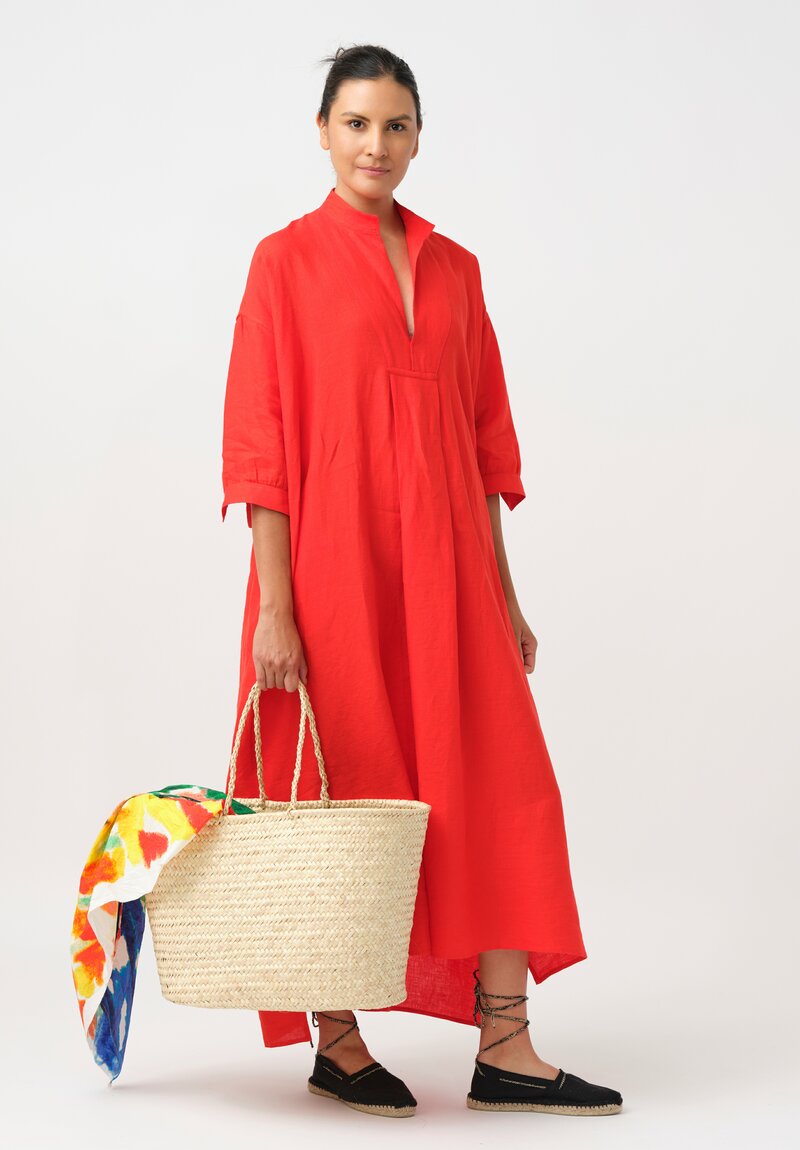 Daniela Gregis Washed Cotton Kora Lungo Tunic in Arancio Red