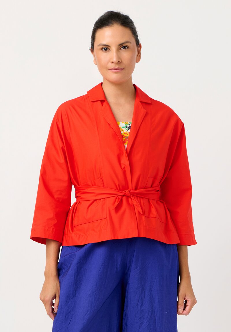 Daniela Gregis Cotton Giacca Peonia Nido Jacket in Rosso Red