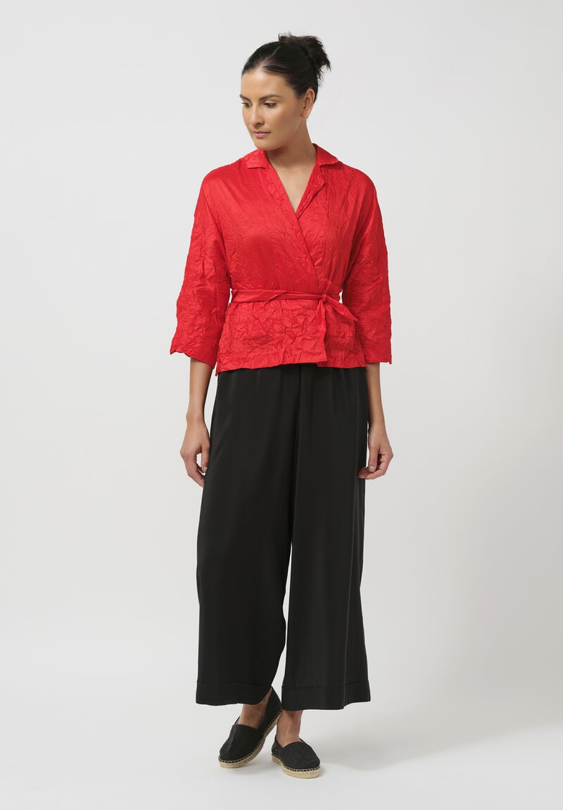 Daniela Gregis Washed Silk Peonia Nido Jacket in Fuoco Red