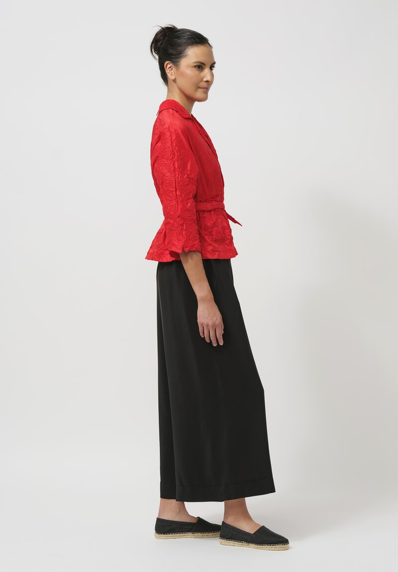 Daniela Gregis Washed Silk Peonia Nido Jacket in Fuoco Red