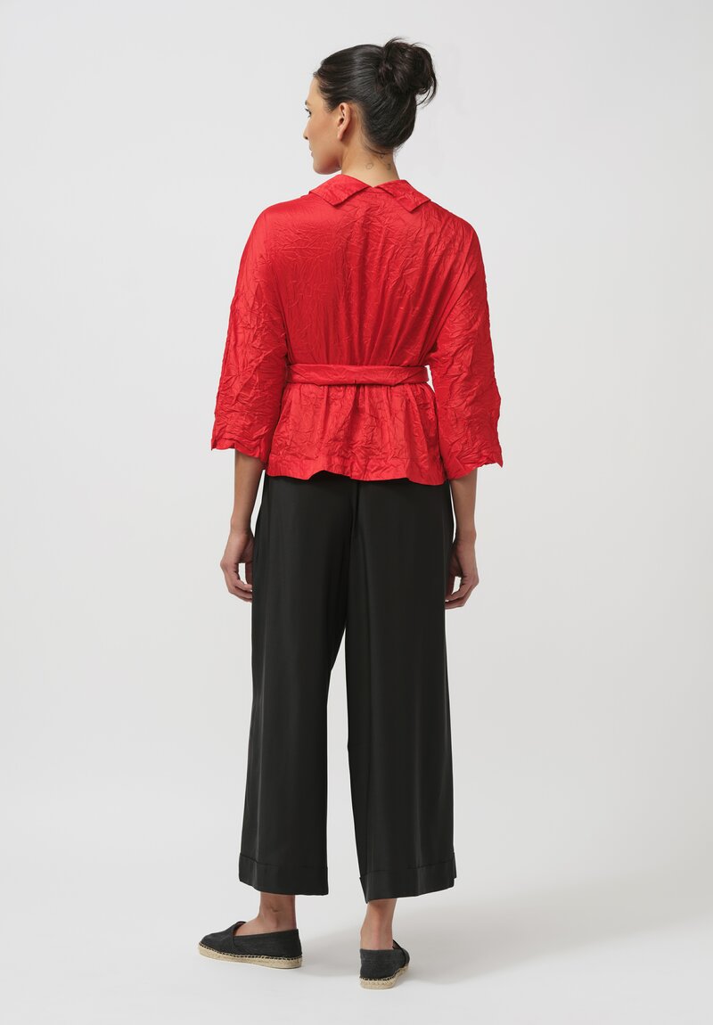 Daniela Gregis Washed Silk Peonia Nido Jacket in Fuoco Red