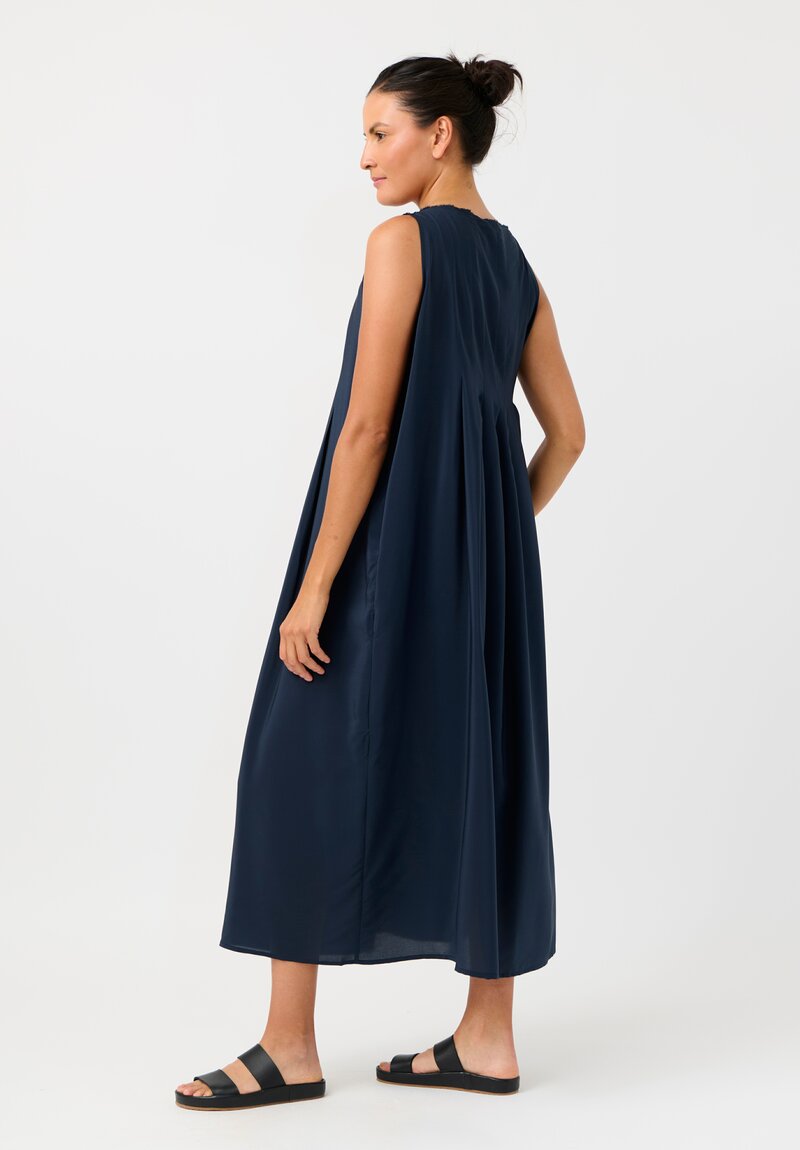 Daniela Gregis Silk Swallow Pinafore Dress in Avio Blue