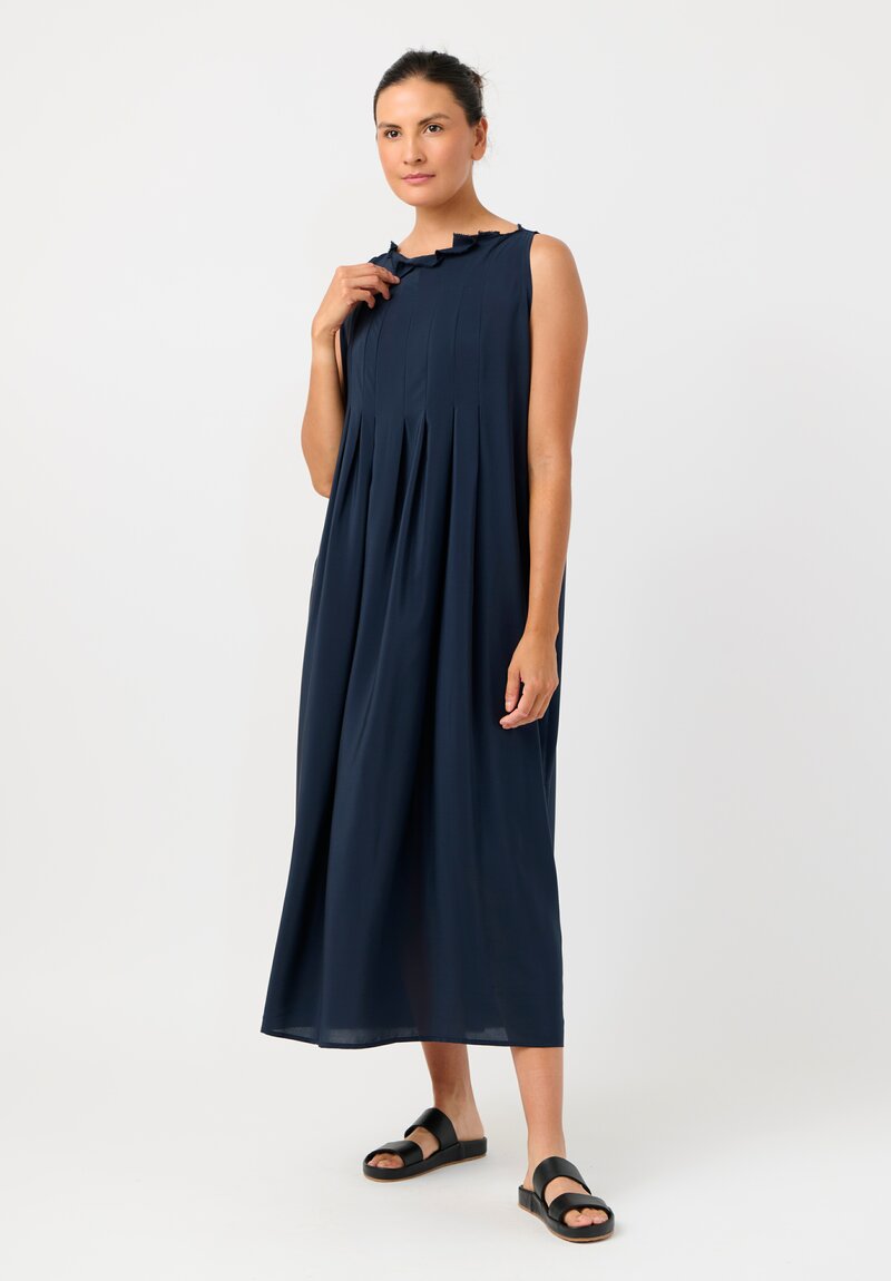 Daniela Gregis Silk Swallow Pinafore Dress in Avio Blue