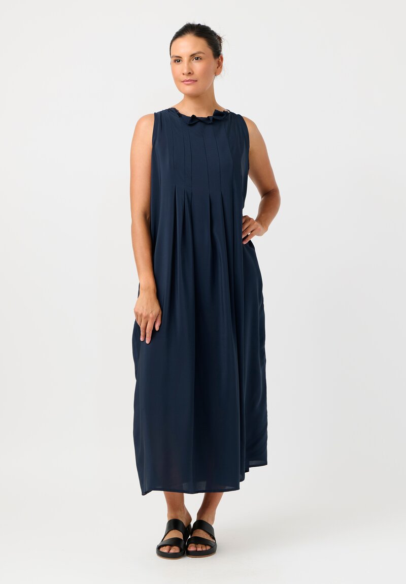 Daniela Gregis Silk Swallow Pinafore Dress in Avio Blue