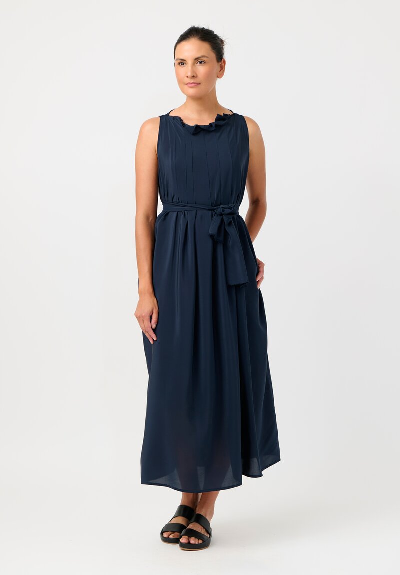 Daniela Gregis Silk Swallow Pinafore Dress in Avio Blue