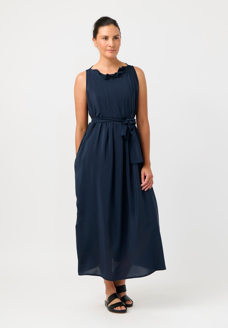 Daniela Gregis Silk Swallow Pinafore Dress in Avio Blue