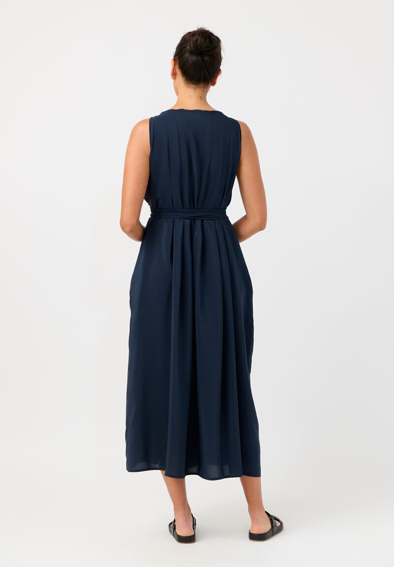 Daniela Gregis Silk Swallow Pinafore Dress in Avio Blue