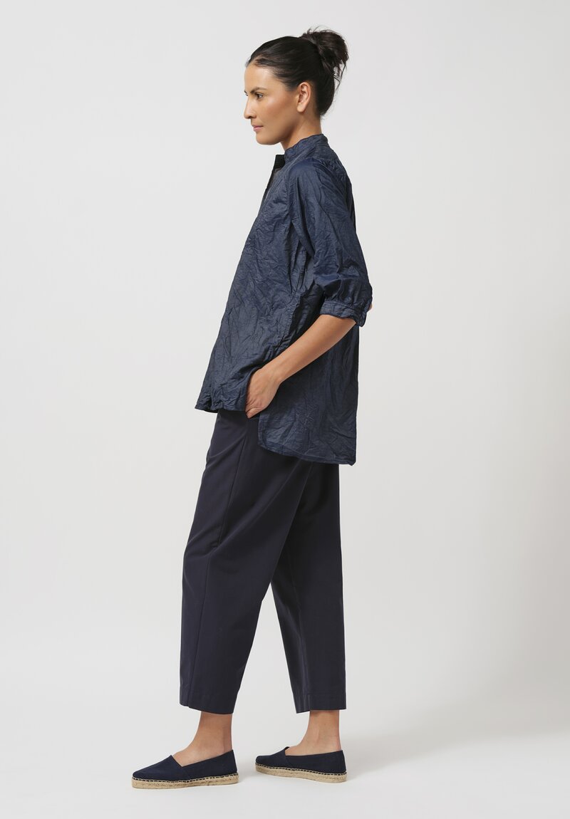 Daniela Gregis Washed Cotton Kora Top in Navy Blue Denim