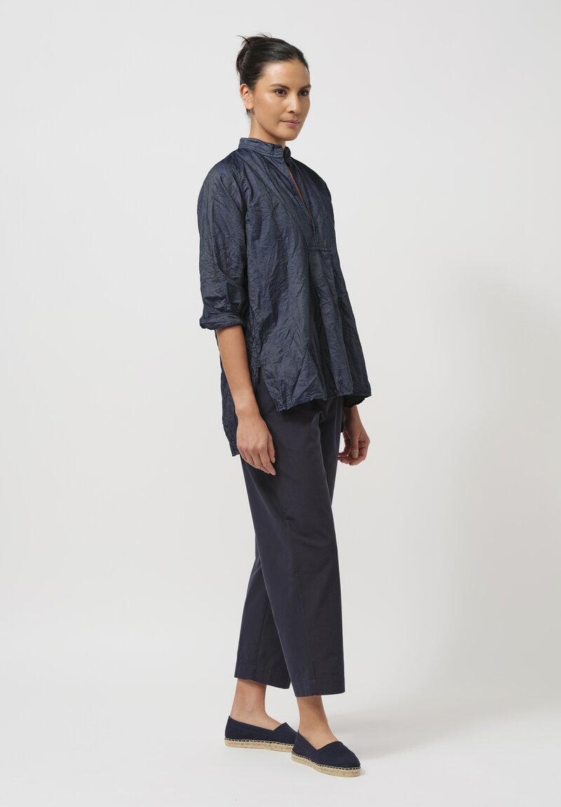 Daniela Gregis Washed Cotton Kora Top in Navy Blue Denim