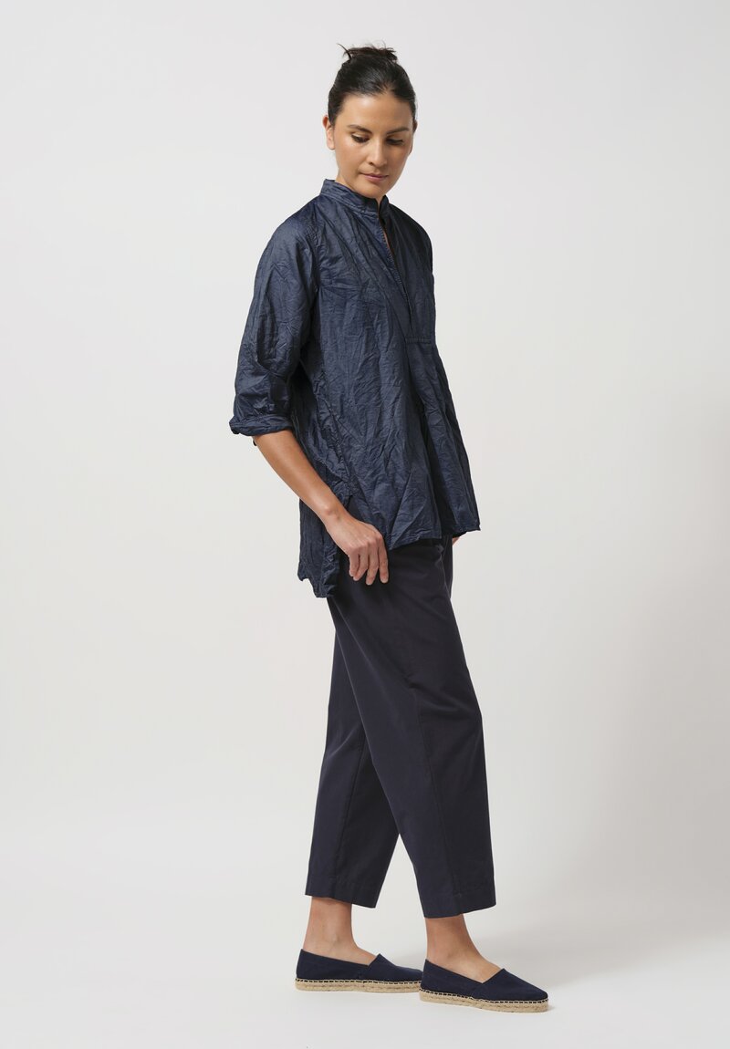 Daniela Gregis Washed Cotton Kora Top in Navy Blue Denim