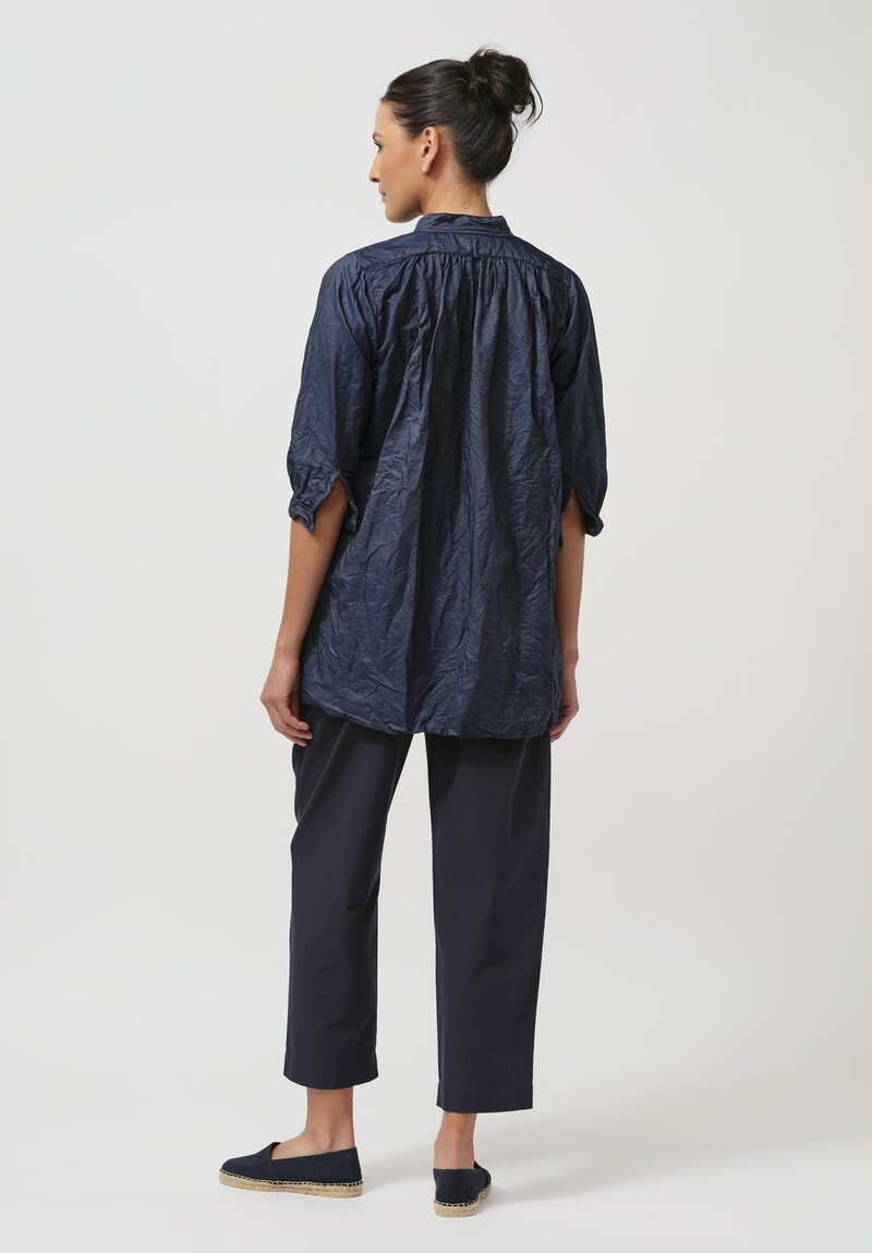 Daniela Gregis Washed Cotton Kora Top in Navy Blue Denim