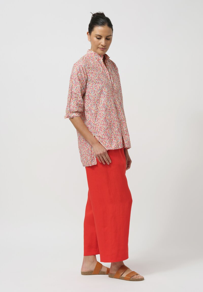 Daniela Gregis Linen Pigiama Fondo Stretto Pants in Arancio Red