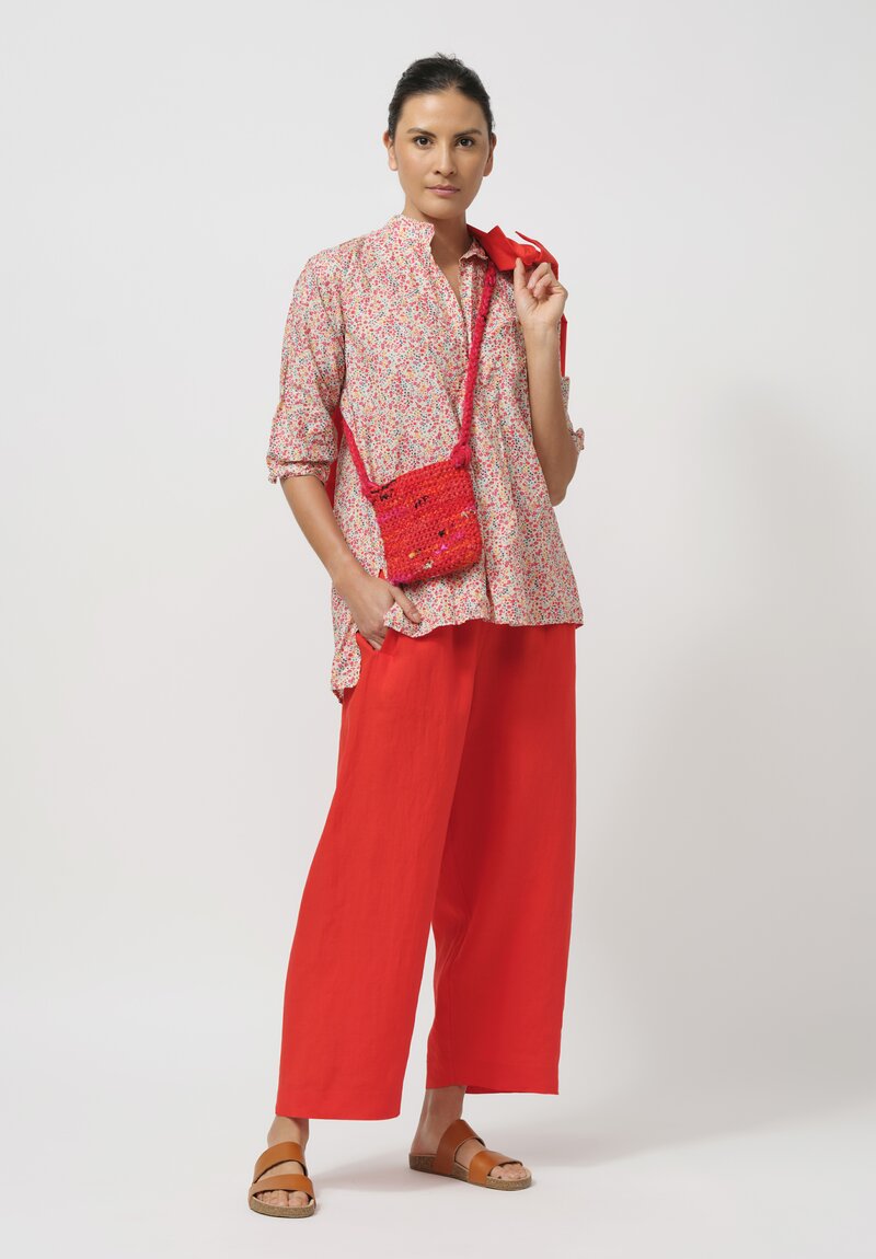 Daniela Gregis Linen Pigiama Fondo Stretto Pants in Arancio Red