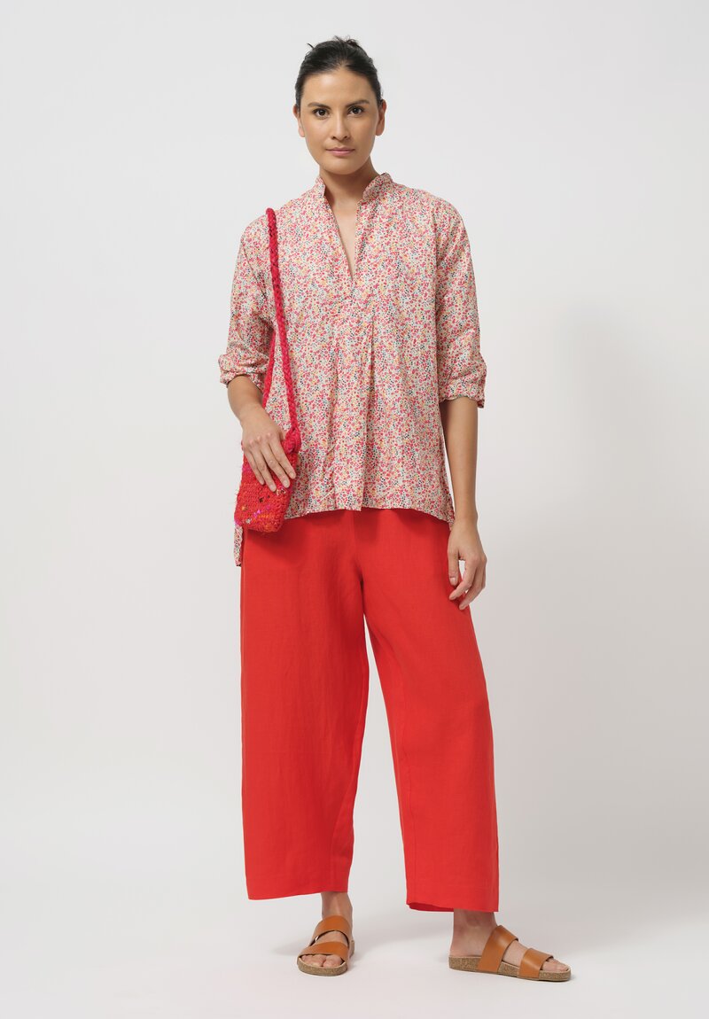 Daniela Gregis Linen Pigiama Fondo Stretto Pants in Arancio Red