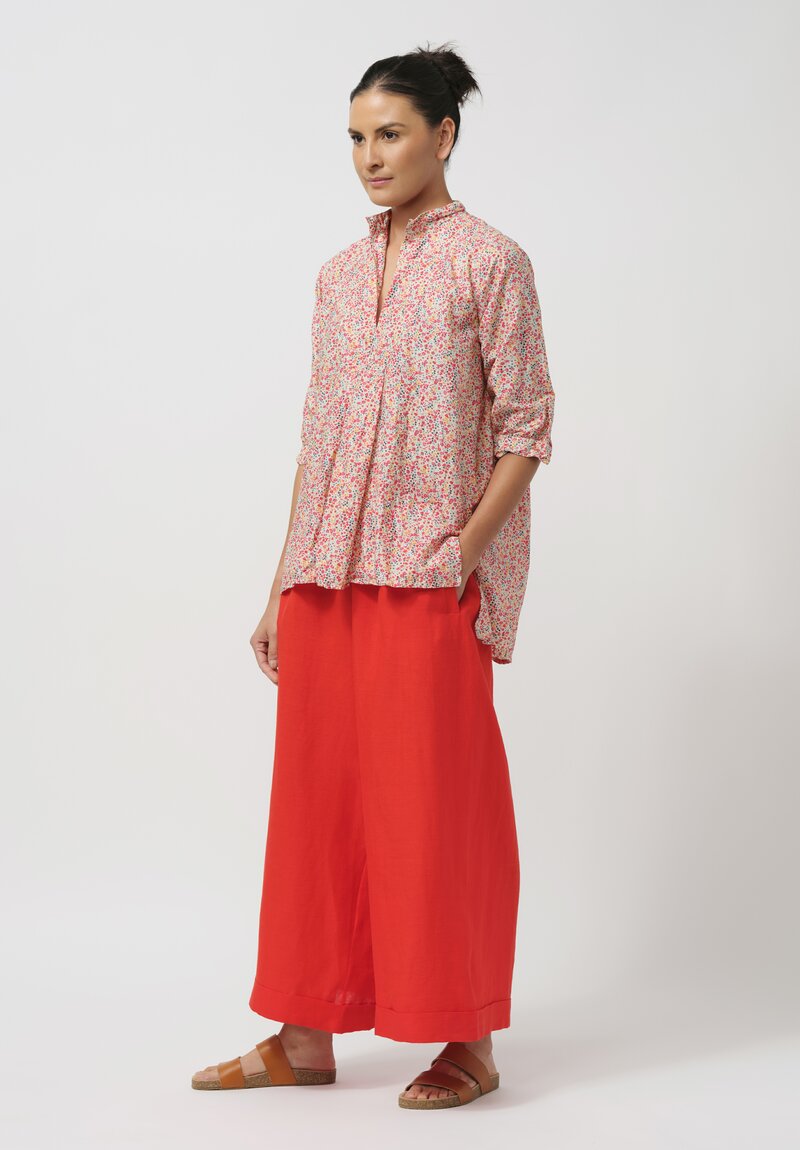 Daniela Gregis Linen Pigiama Fondo Stretto Pants in Arancio Red