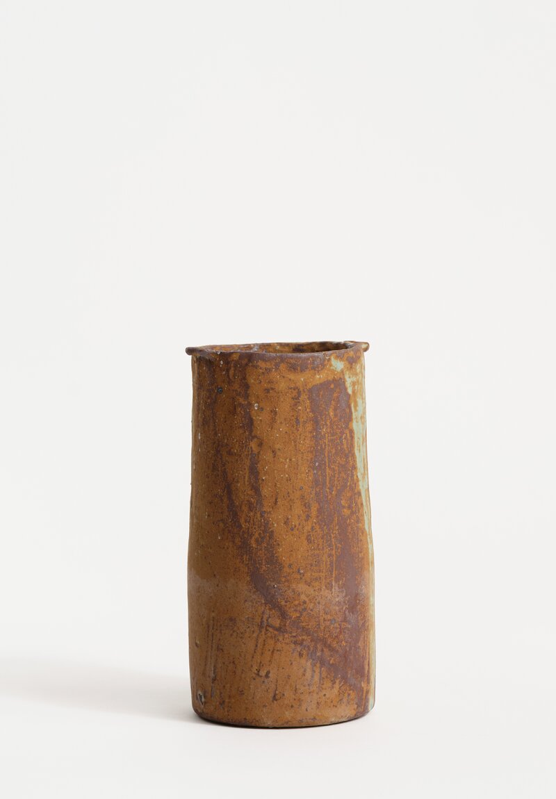 Nobue Ibaraki Large Long Vase Poignée in Verdegris Brown	