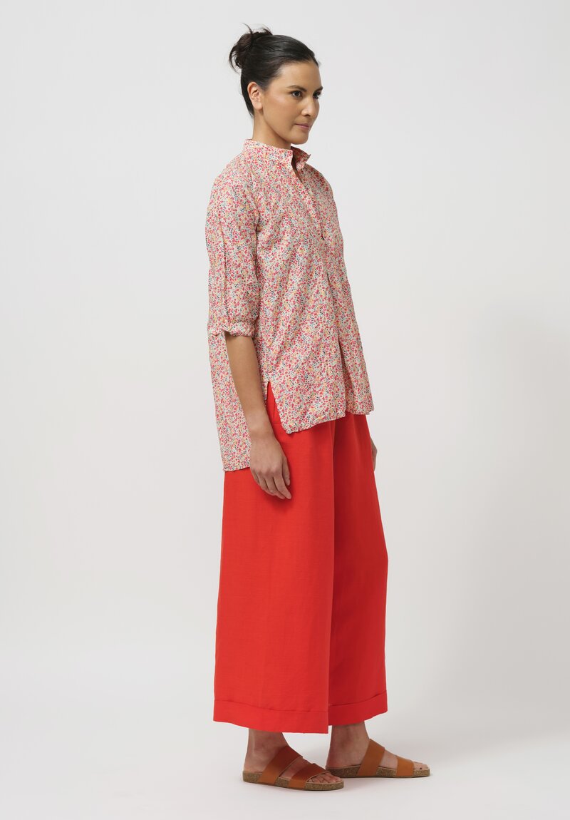 Daniela Gregis Linen Pigiama Tasche Pants in Arancio Red