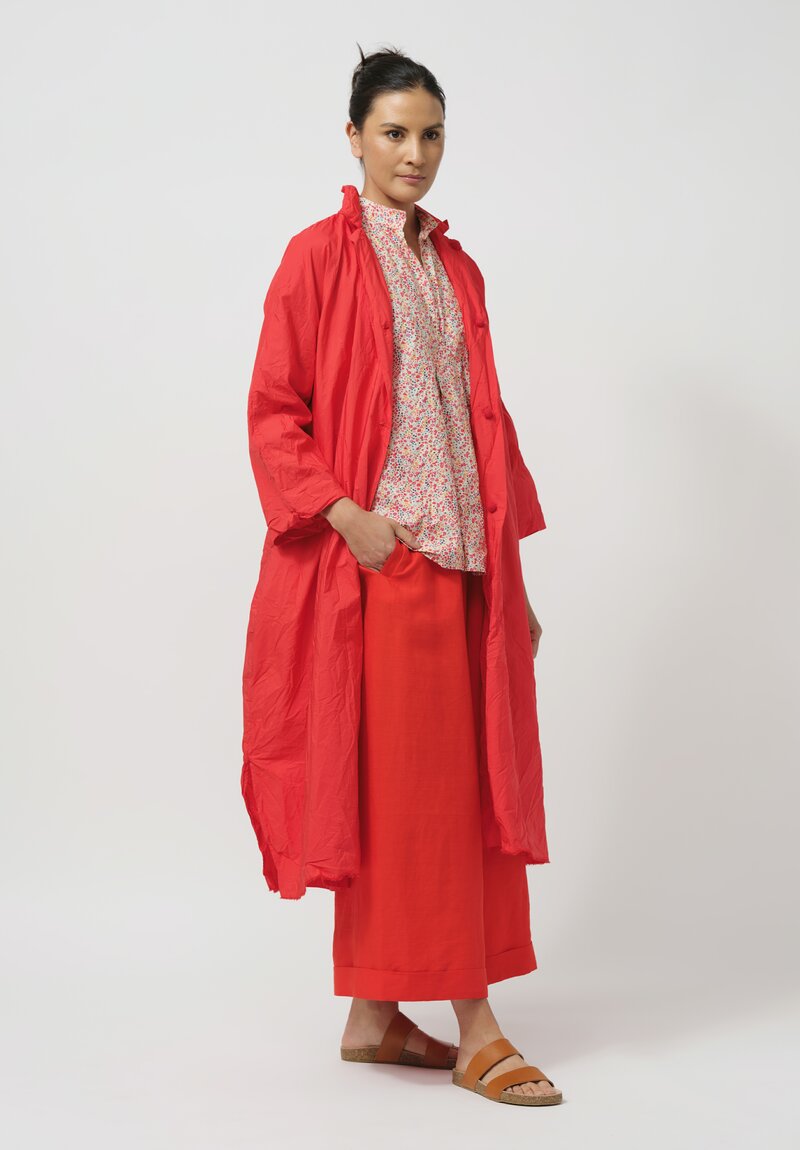 Daniela Gregis Linen Pigiama Tasche Pants in Arancio Red