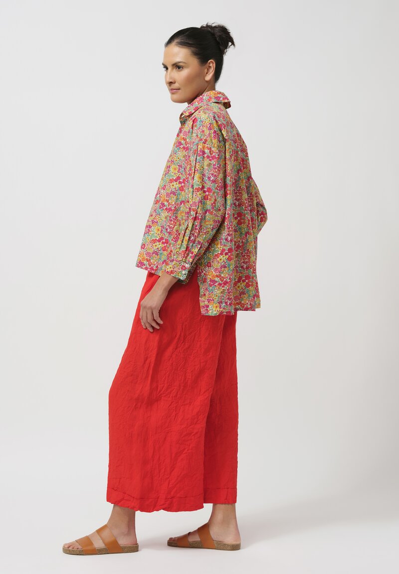 Daniela Gregis Washed Linen Pigiama Tasche Pants in Arancio Red