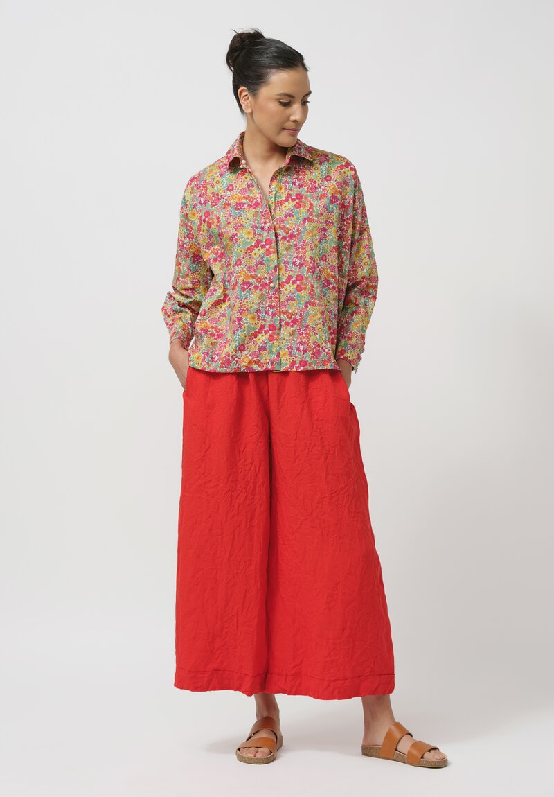 Daniela Gregis Washed Linen Pigiama Tasche Pants in Arancio Red