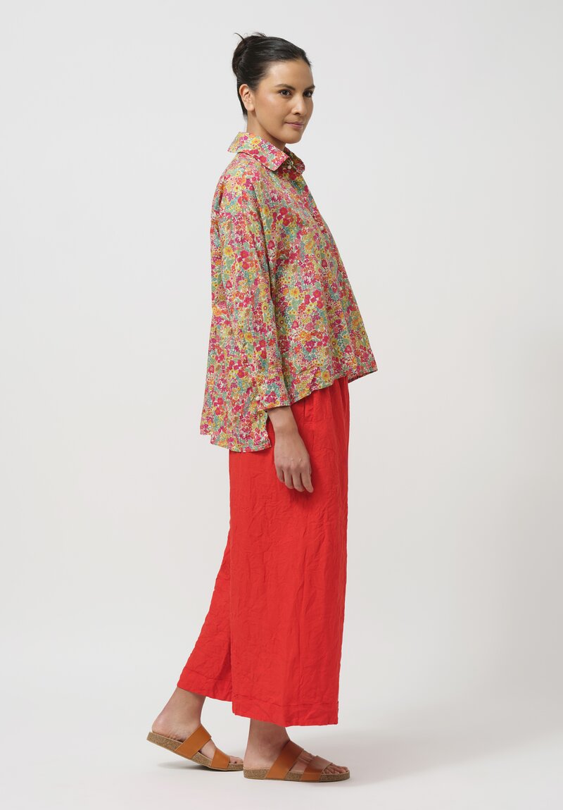 Daniela Gregis Washed Linen Pigiama Tasche Pants in Arancio Red