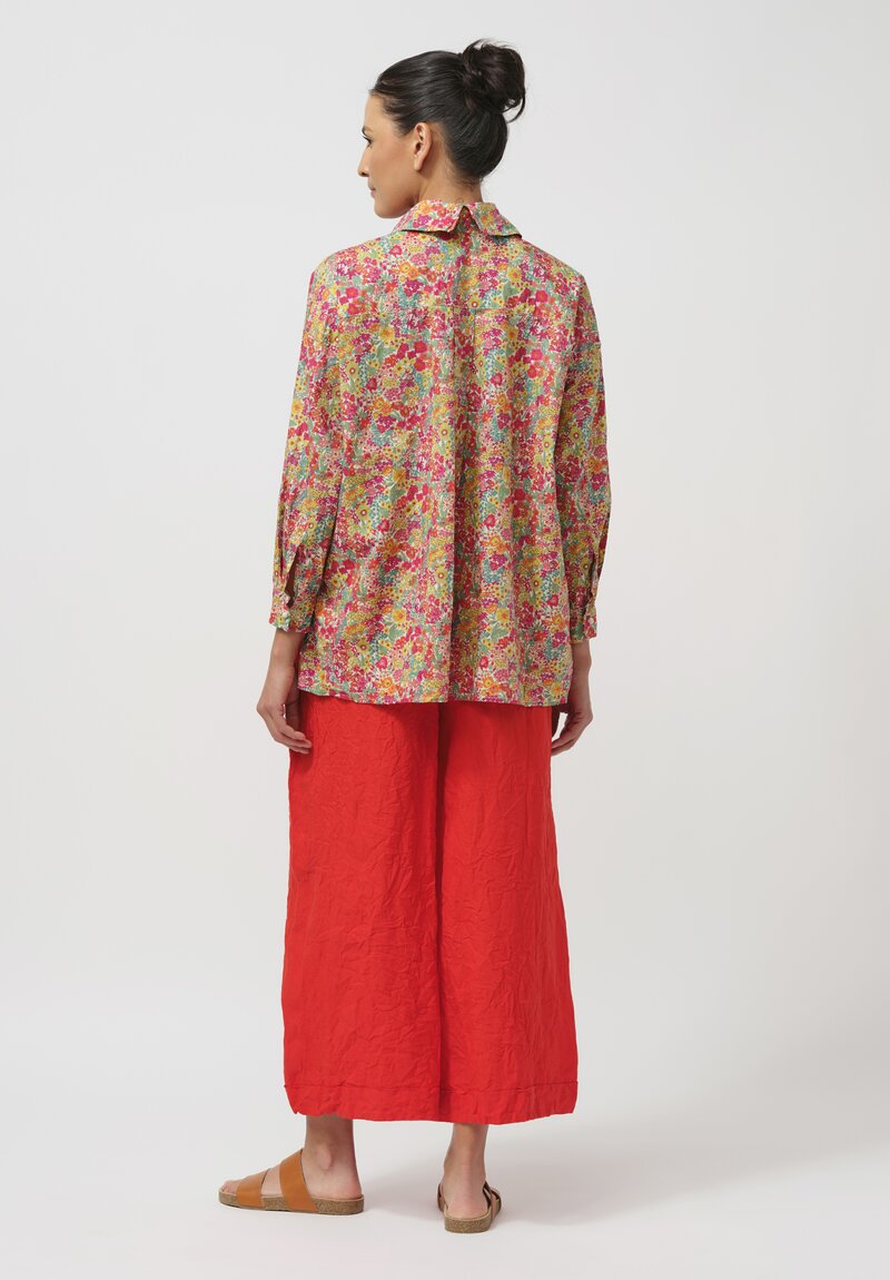 Daniela Gregis Washed Linen Pigiama Tasche Pants in Arancio Red