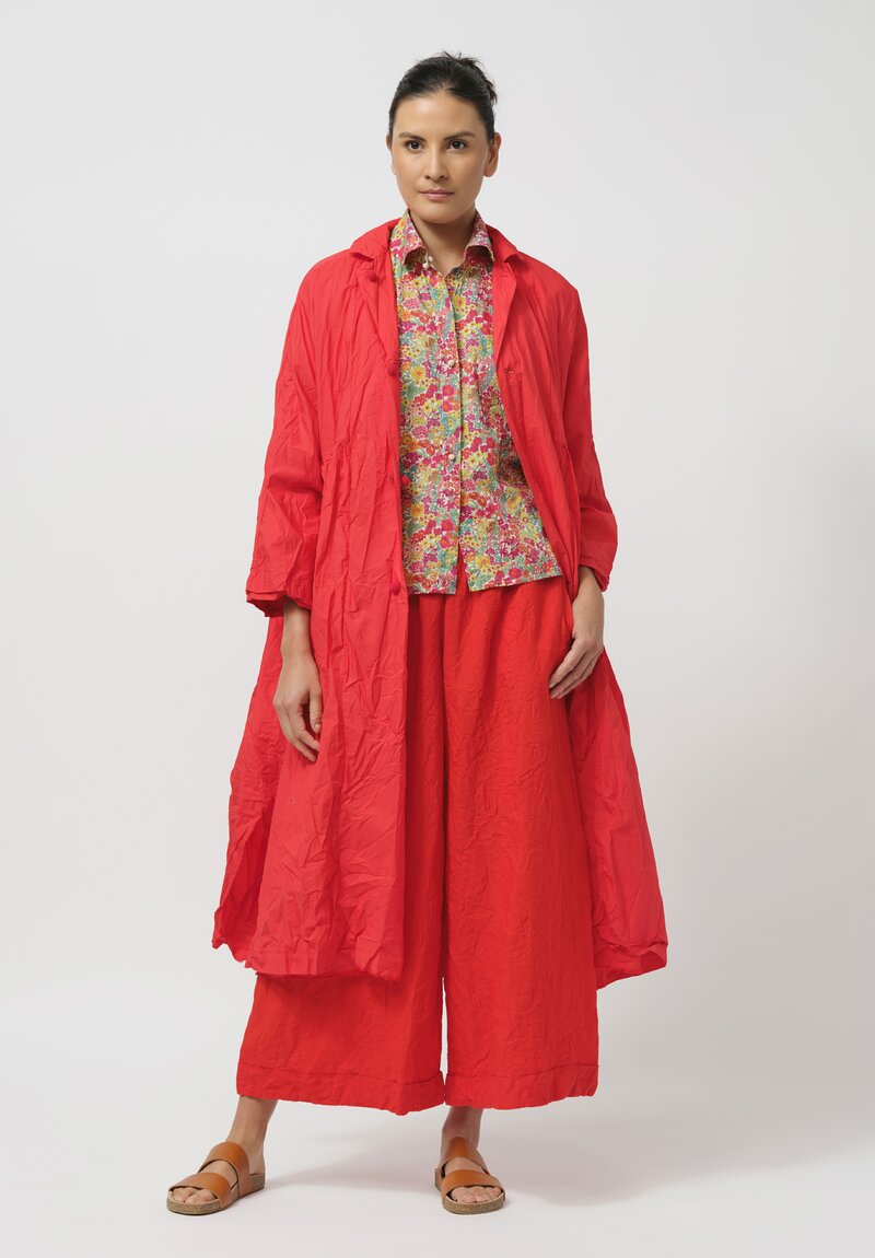 Daniela Gregis Washed Linen Pigiama Tasche Pants in Arancio Red