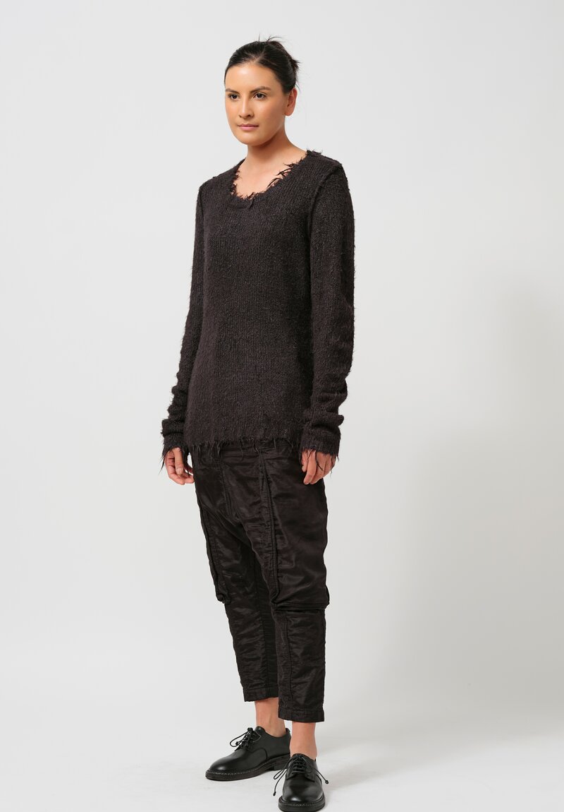 Rundholz Fitted Silk Pullover Sweater in Black