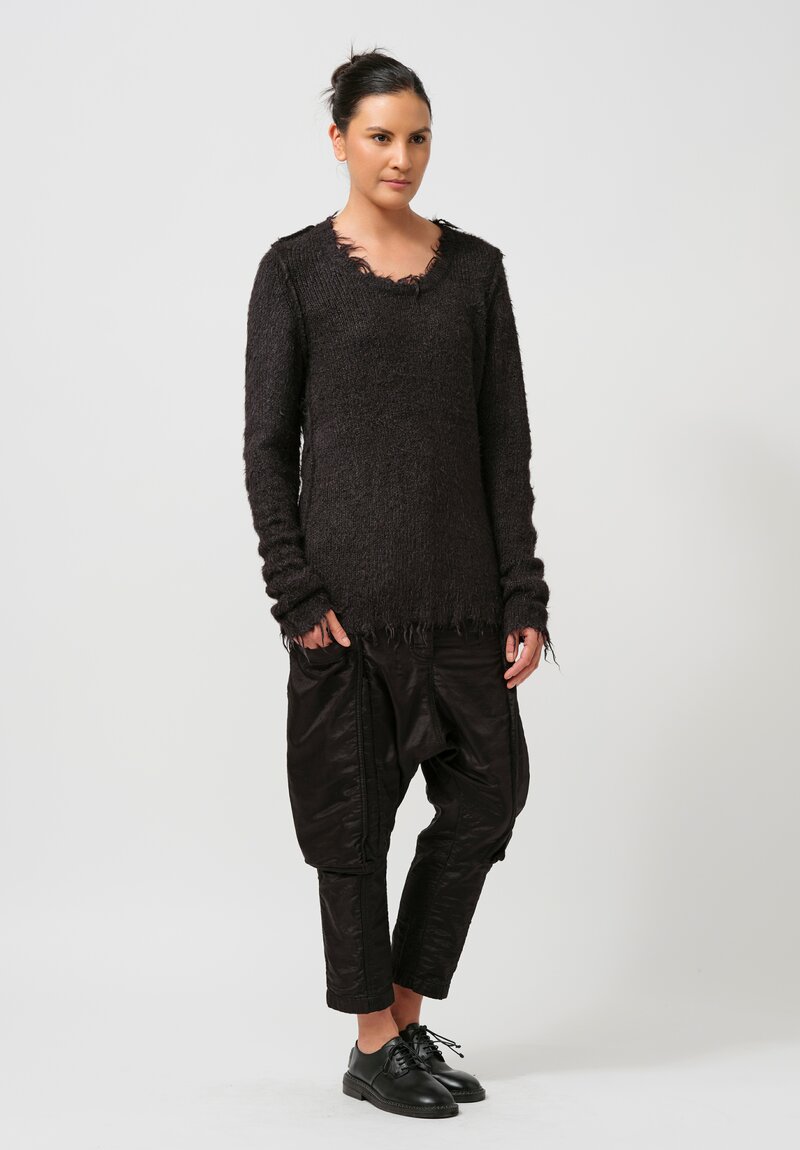 Rundholz Fitted Silk Pullover Sweater in Black