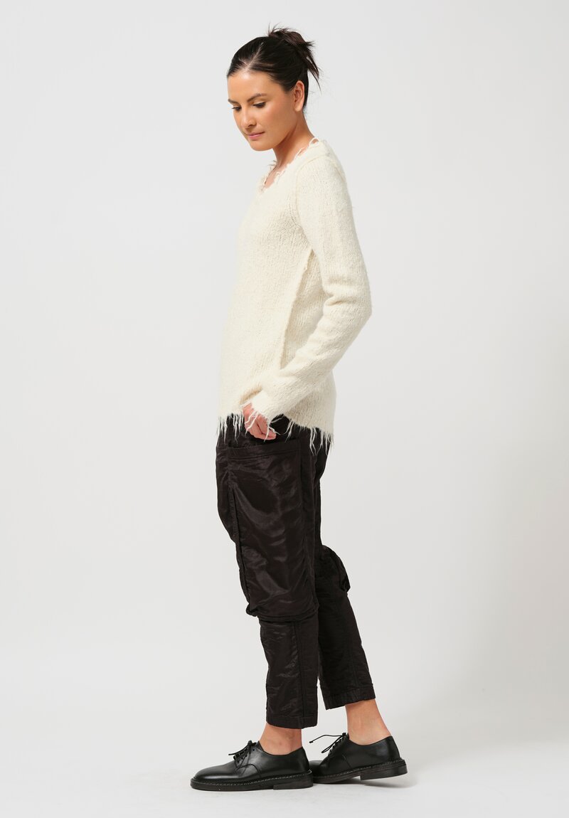 Rundholz Fitted Silk Pullover Sweater in Galaxy Cream