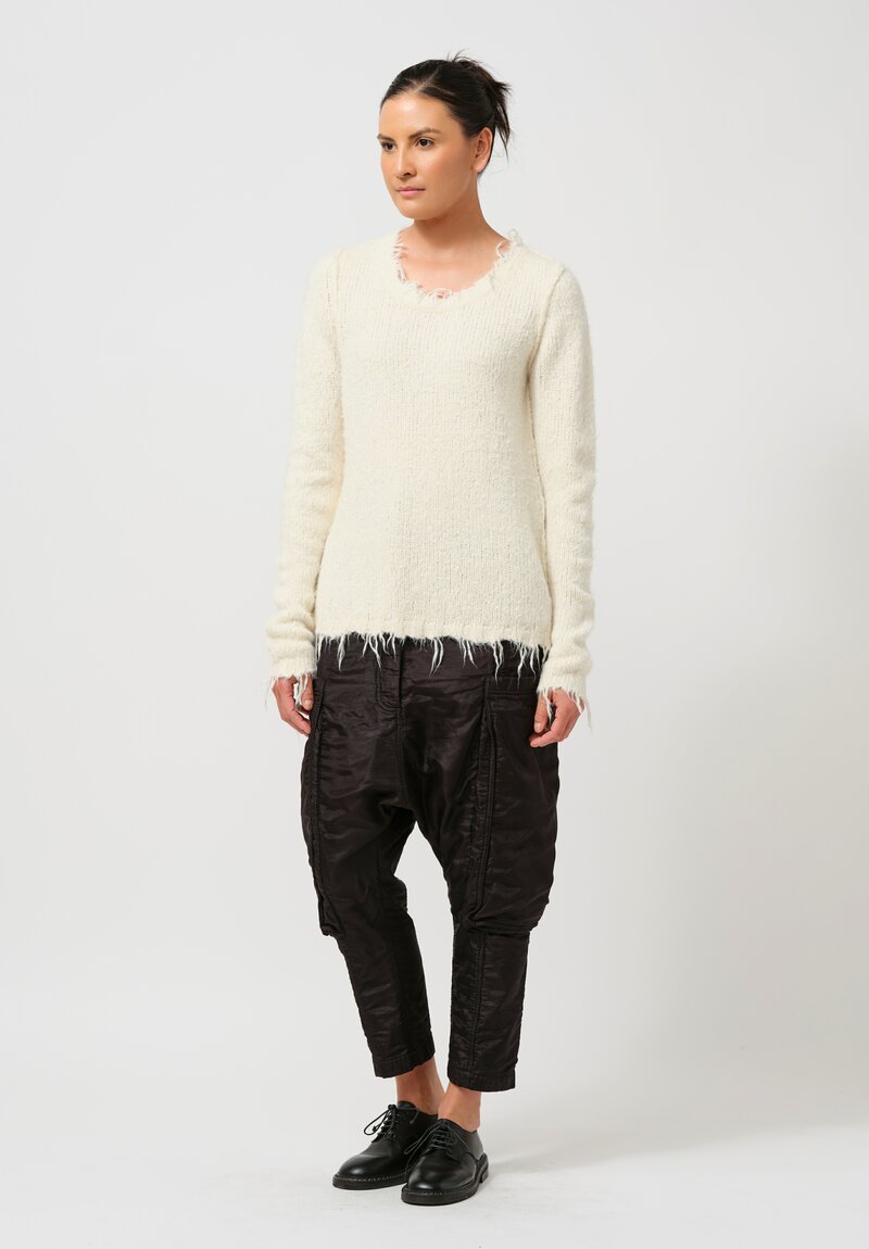 Rundholz Fitted Silk Pullover Sweater in Galaxy Cream