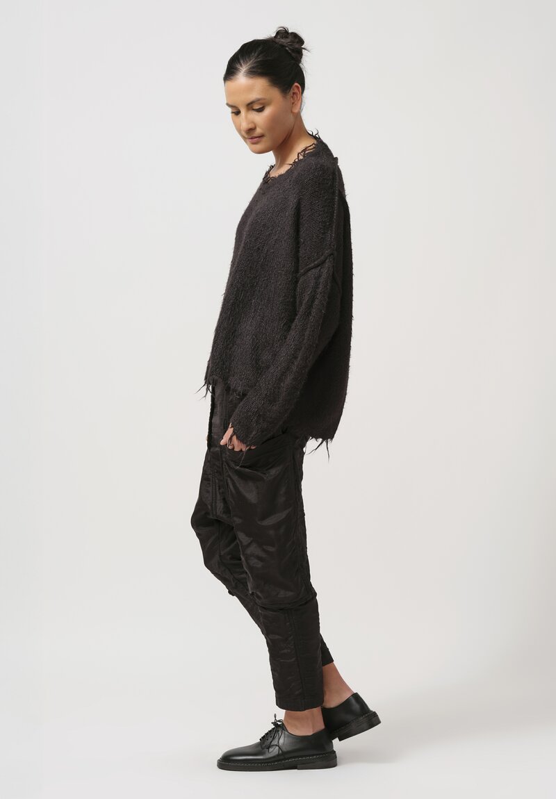 Rundholz Cropped Silk Pullover in Black