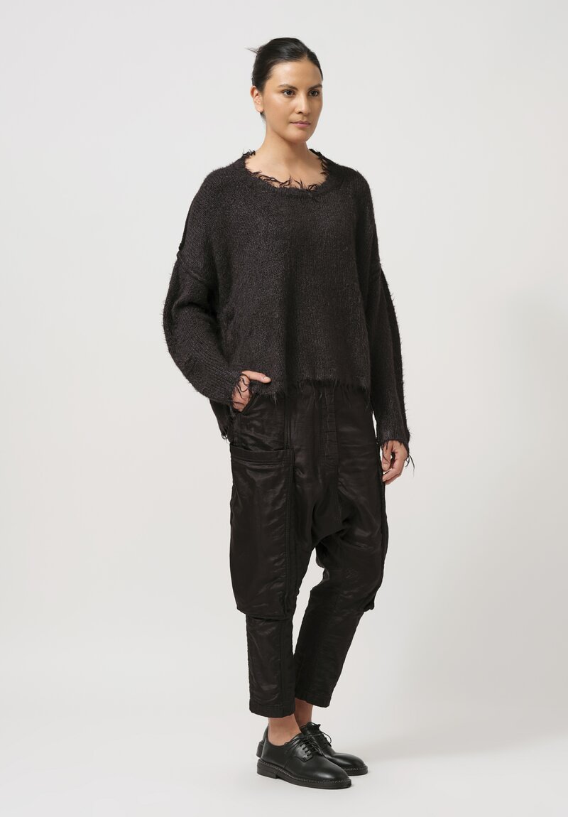 Rundholz Cropped Silk Pullover in Black