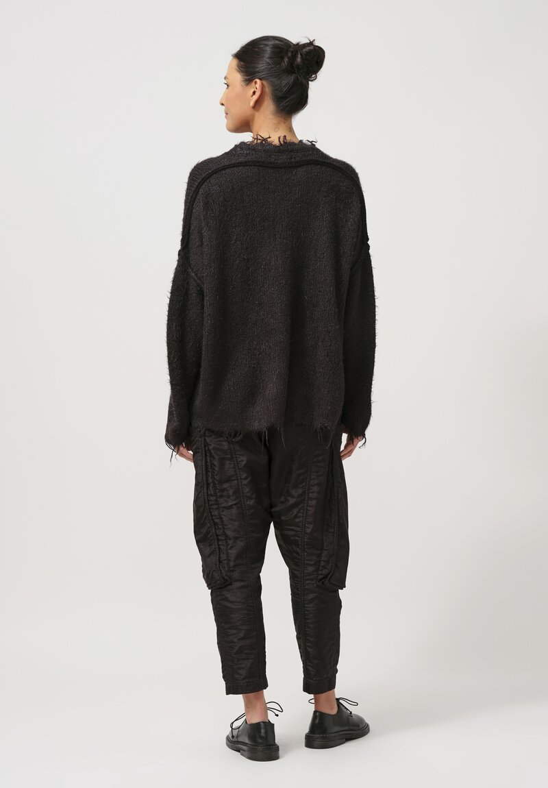 Rundholz Cropped Silk Pullover in Black