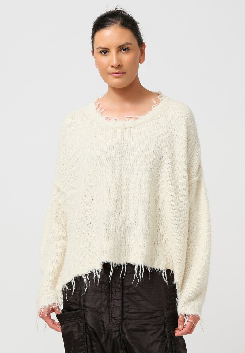 Rundholz Cropped Silk Pullover in Galaxy Cream