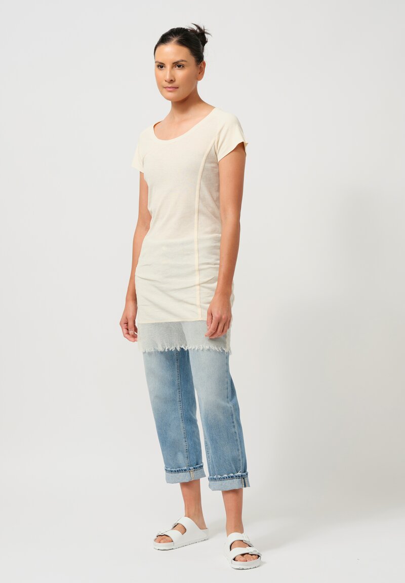 Rundholz DIP Cotton Ribbed T-Shirt in Greige Cream