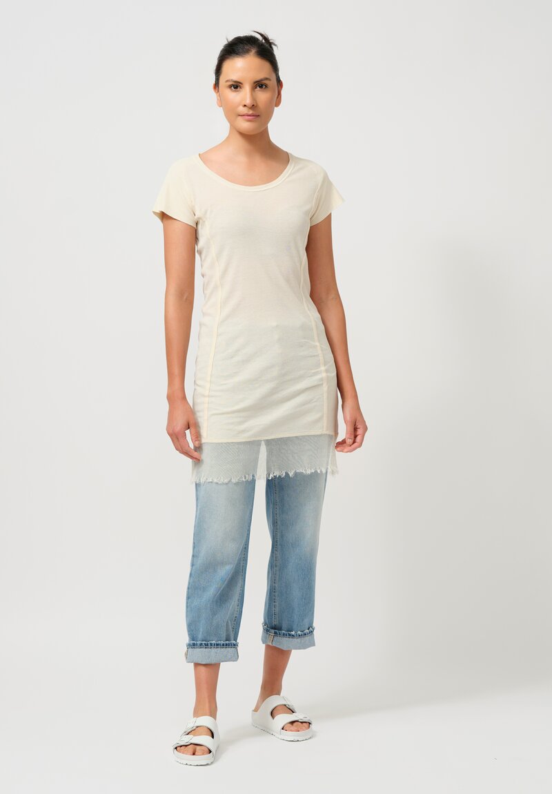 Rundholz DIP Cotton Ribbed T-Shirt in Greige Cream