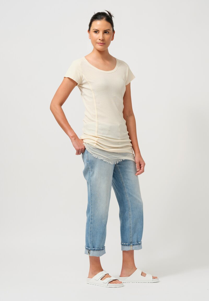 Rundholz DIP Cotton Ribbed T-Shirt in Greige Cream