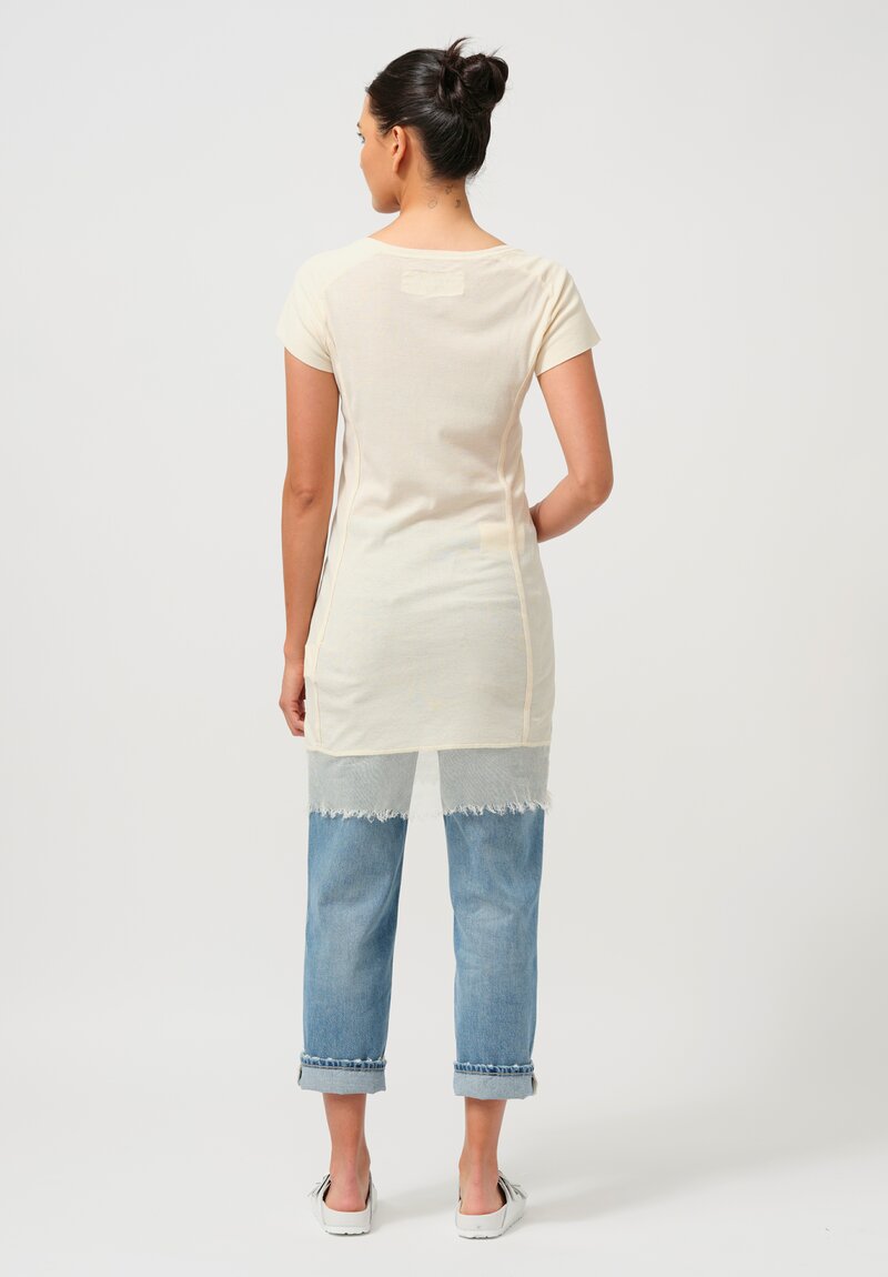 Rundholz DIP Cotton Ribbed T-Shirt in Greige Cream