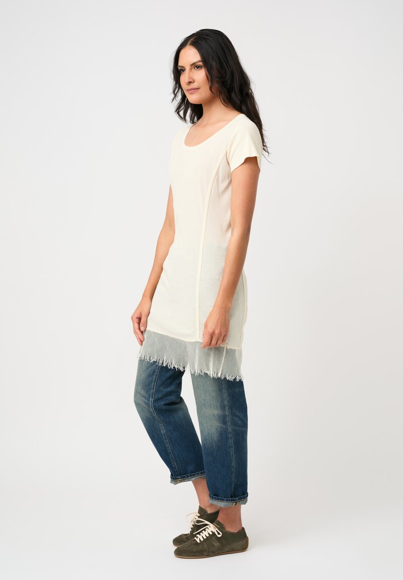 Rundholz DIP Cotton Ribbed T-Shirt in Greige Cream