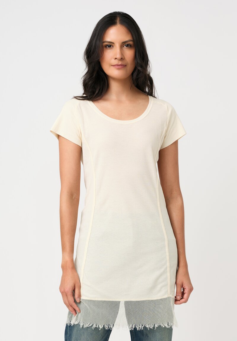 Rundholz DIP Cotton Ribbed T-Shirt in Greige Cream
