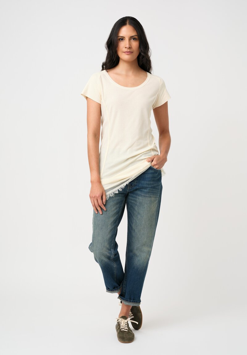 Rundholz DIP Cotton Ribbed T-Shirt in Greige Cream