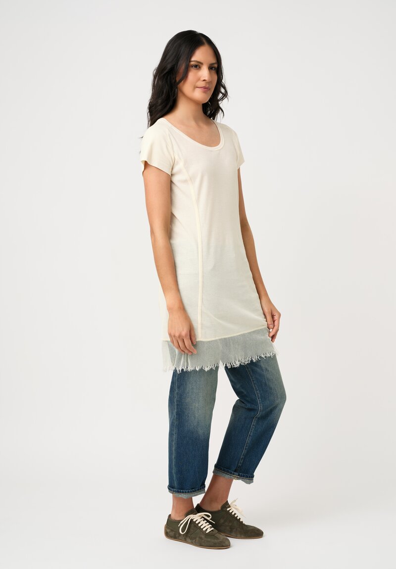 Rundholz DIP Cotton Ribbed T-Shirt in Greige Cream