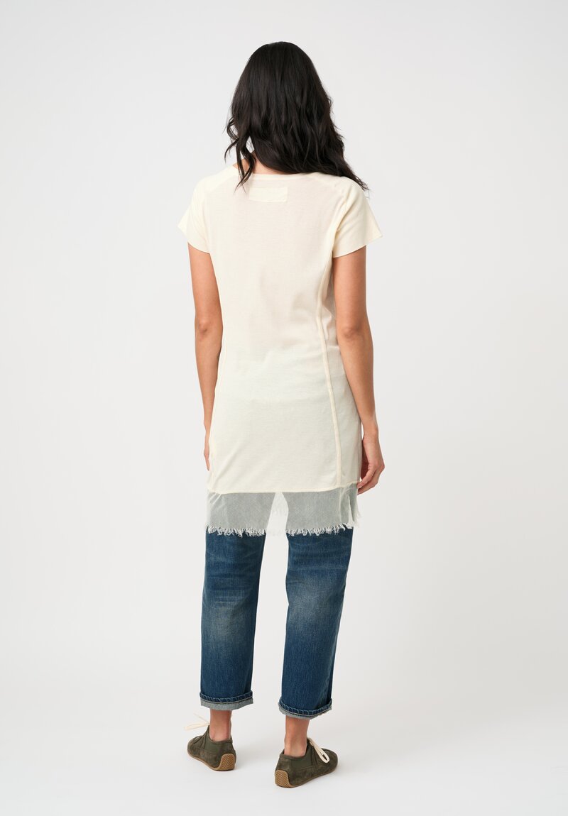 Rundholz DIP Cotton Ribbed T-Shirt in Greige Cream